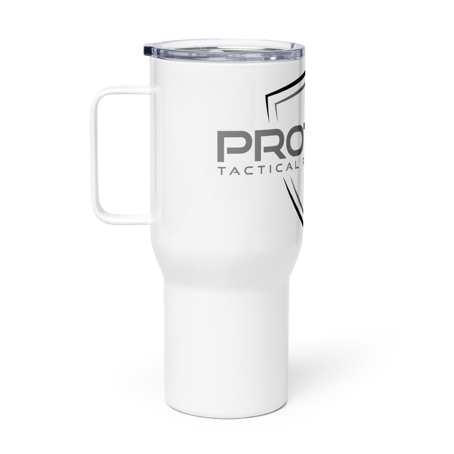 PTP Shield Travel mug with a handle